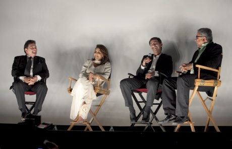 (L-R) Rishi Kapoor, Neetu Singh Kapoor, director Habib Faisal, and NYIFF director Aseem Chhabra at the post-screening Q&A. Photo credit: MichaelToolan.com