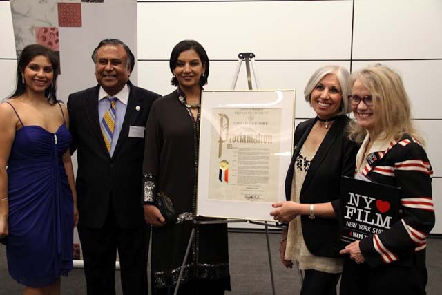 Actress and activist Shabana Azmi being honored with a proclamation from the City of New York