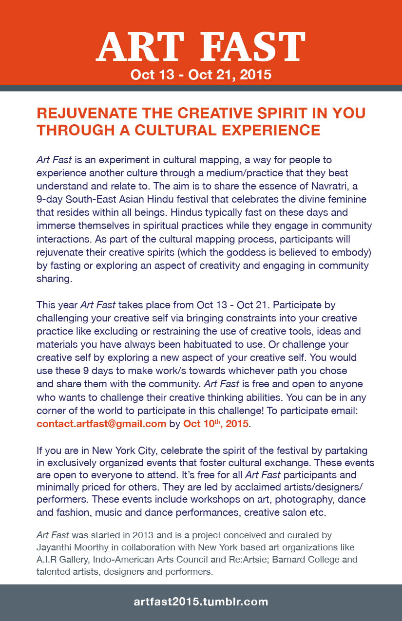 Invitation to Art Fast Events 2015